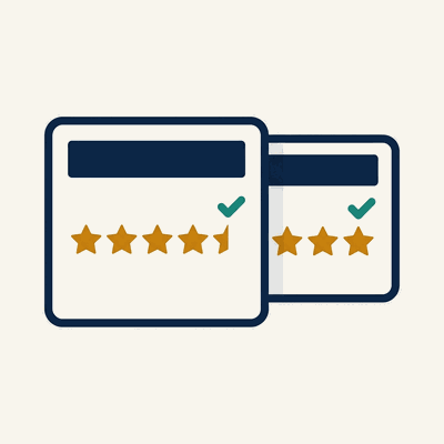 Step 2: Compare Agency Quality Ratings Compare icon, two agency profile cards with CMS star ratings side by side